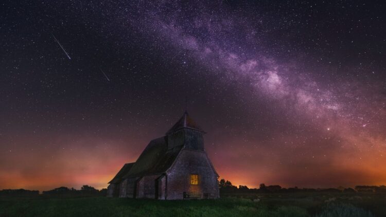 Milky Way photography above concrete building
