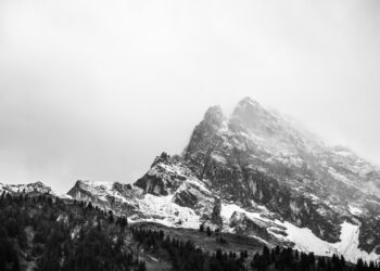 top view of snowy mountain